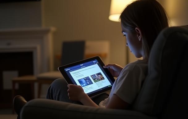 Person looking at educational content on a tablet, symbolizing accessible learning