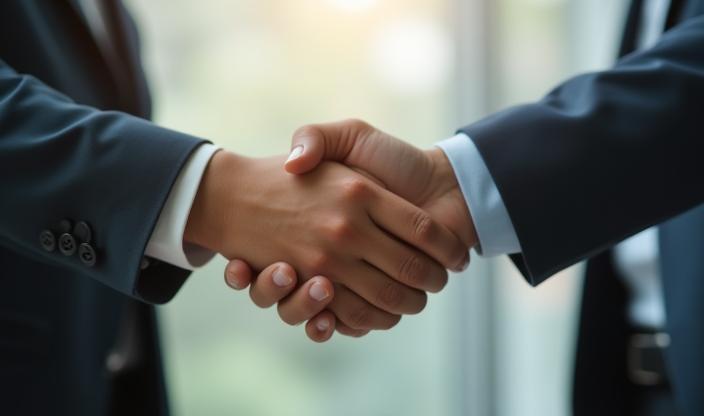 Professional hand reaching to shake hand, symbolizing connection and partnership